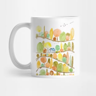 autumn trees and  landscape watercolor Mug